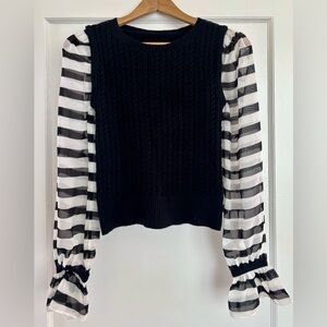 Anthropologie Maeve Black Knit Top with Blouse Sleeves